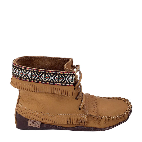 Women's Earthing Moccasin Boots Moose Hide Native Braid Ankle BB37597C-L